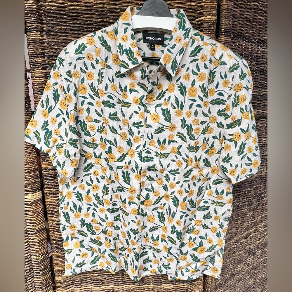 Bonobos - Mens‎ 100% Linen, Floral Print, Size: Medium